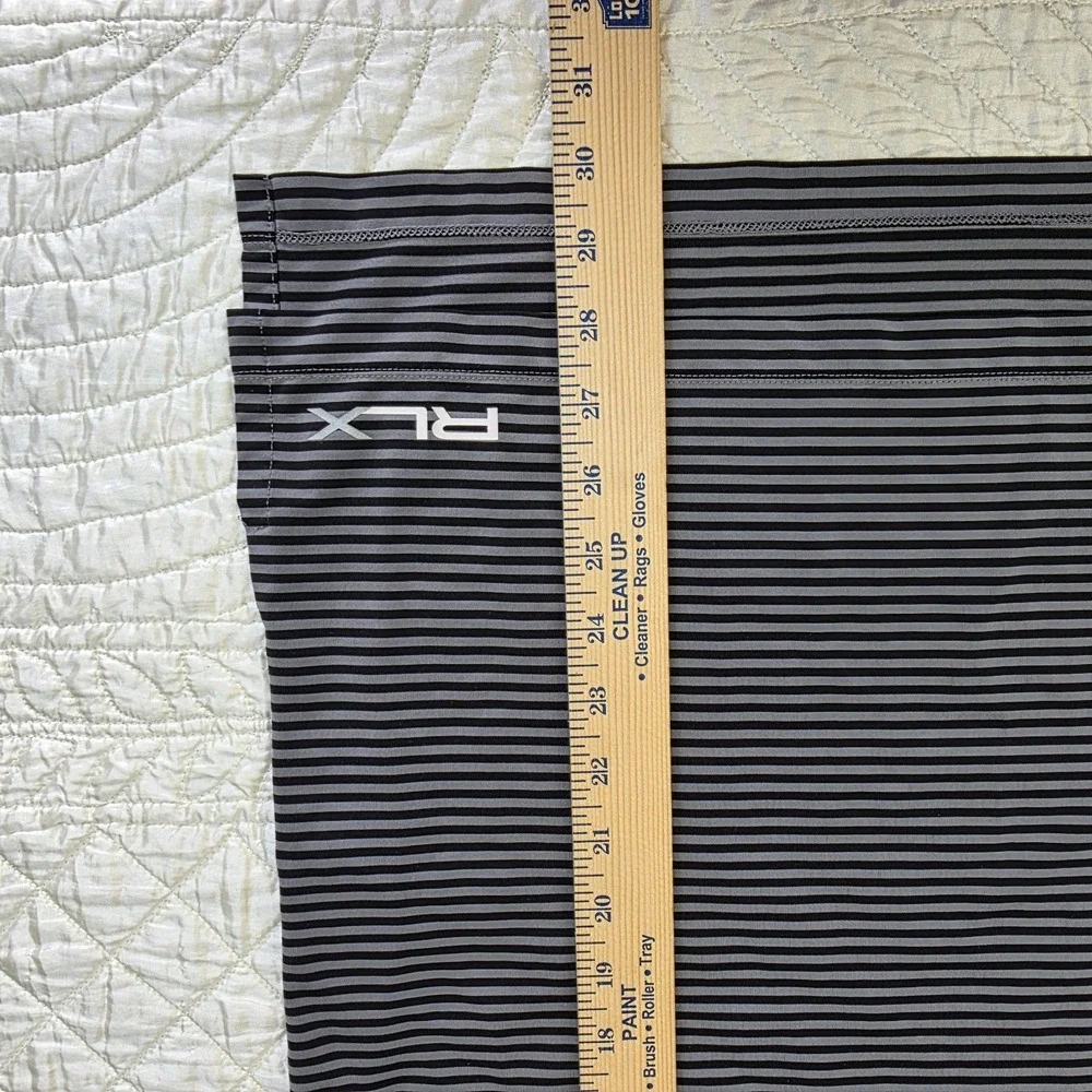 RLX Ralph Lauren Polo Mens Small Black Gray Striped‎ Golf Performance Stretch